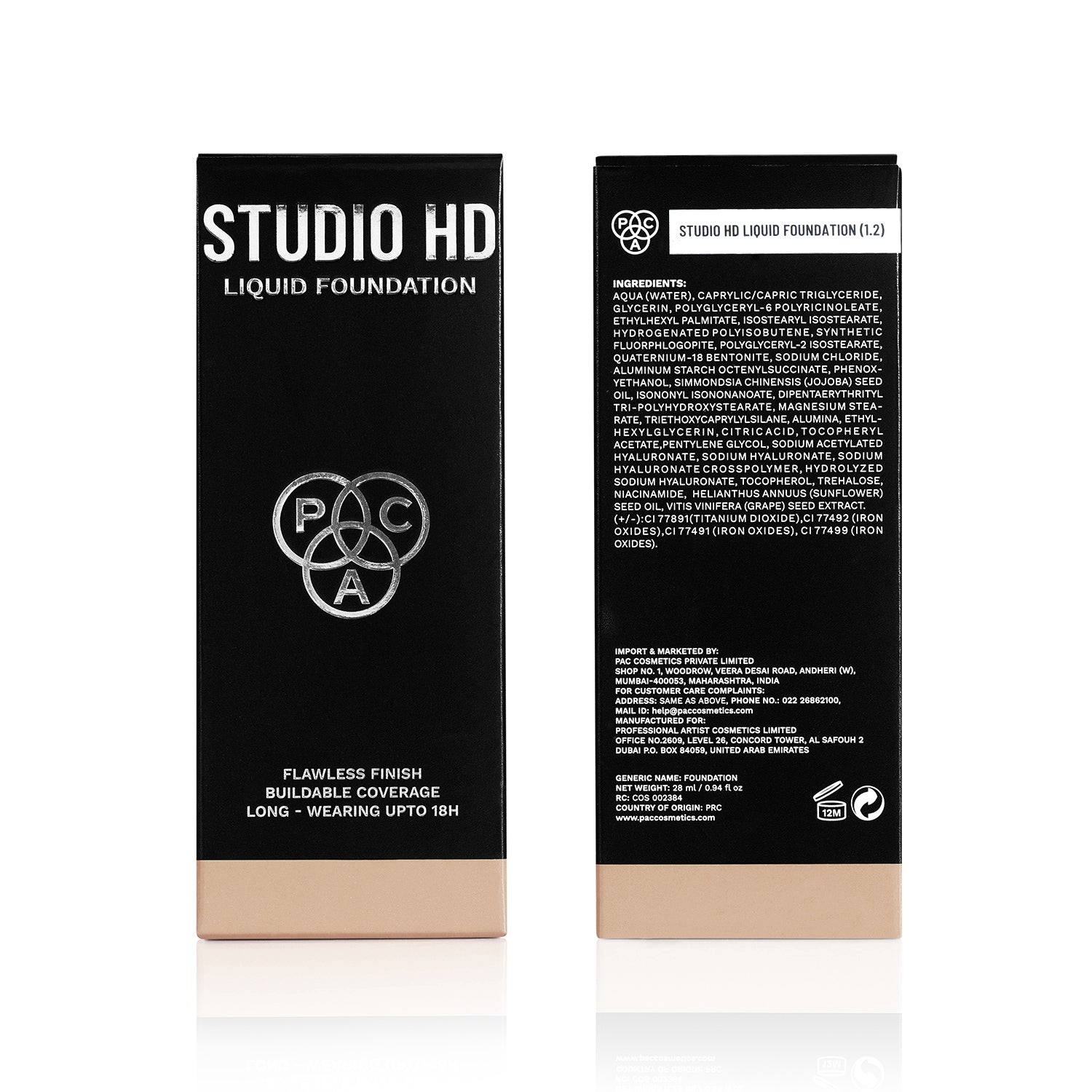 PAC Cosmetics Studio HD Liquid Foundation (28 ml) #Color_1.2