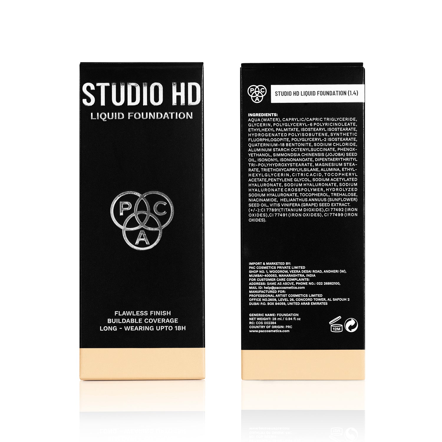 PAC Cosmetics Studio HD Liquid Foundation (28 ml) #Color_1.4