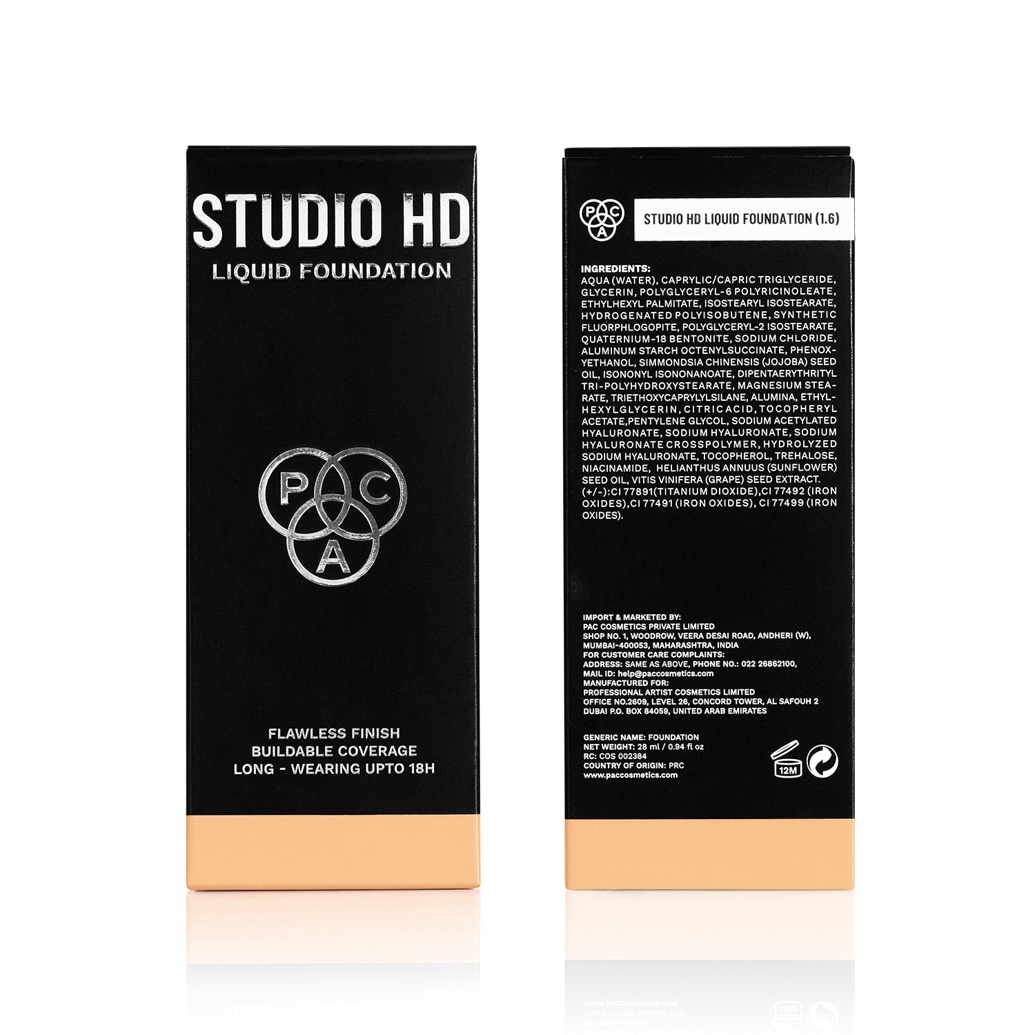 PAC Cosmetics Studio HD Liquid Foundation (28 ml) #Color_1.6