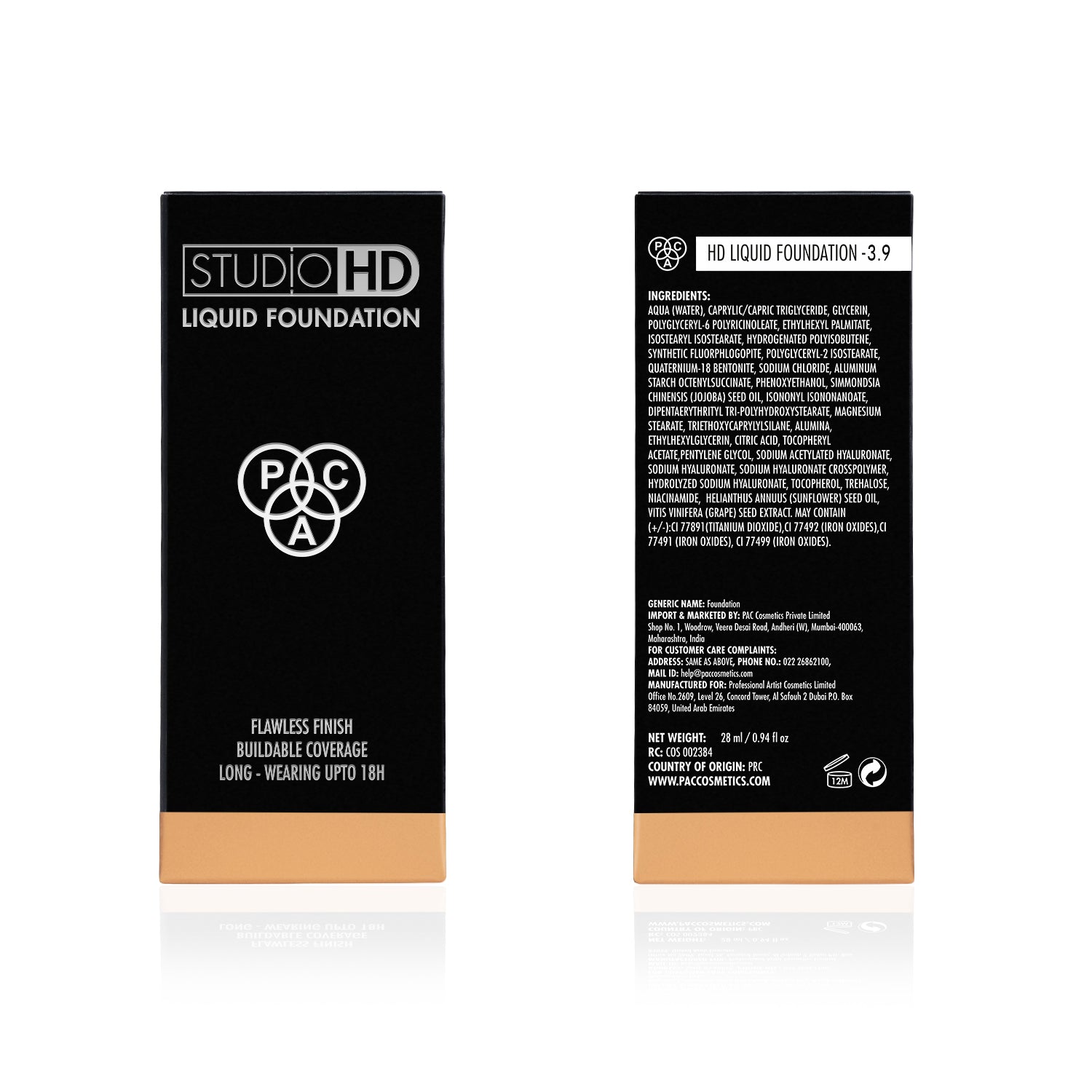 PAC Cosmetics Studio HD Liquid Foundation (28 ml) #Color_3.9
