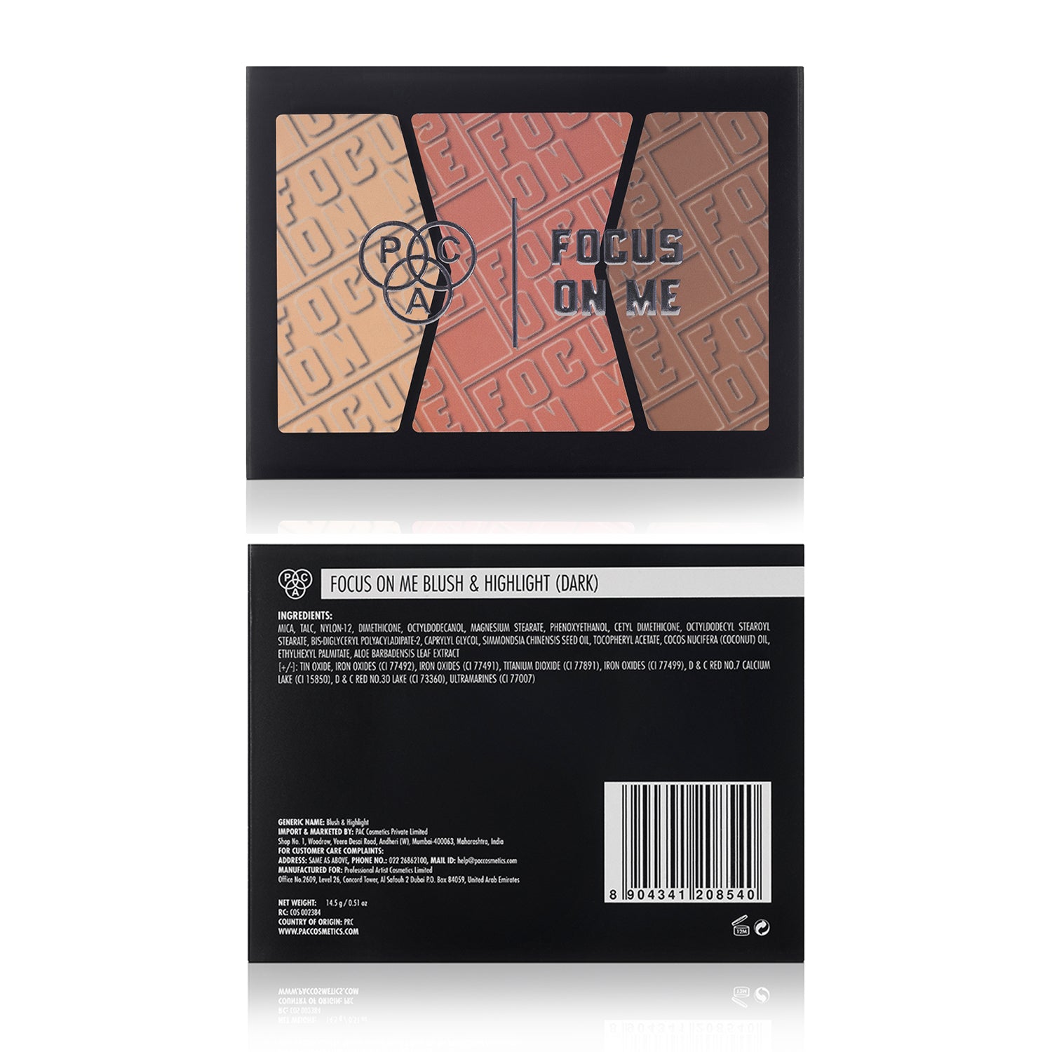 PAC Cosmetics Focus On Me Blush & Highlight X3 (14.5 gm) #Color_Dark