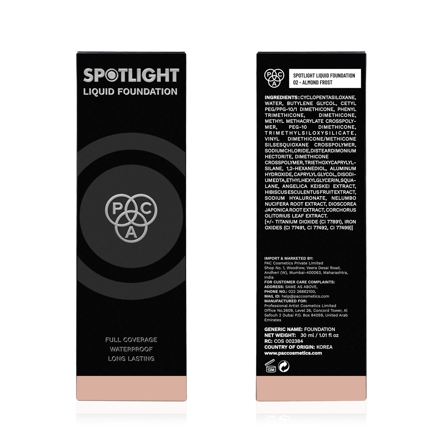 PAC Cosmetics Spotlight Liquid Foundation (30 ml) #Color_02 Almond Frost