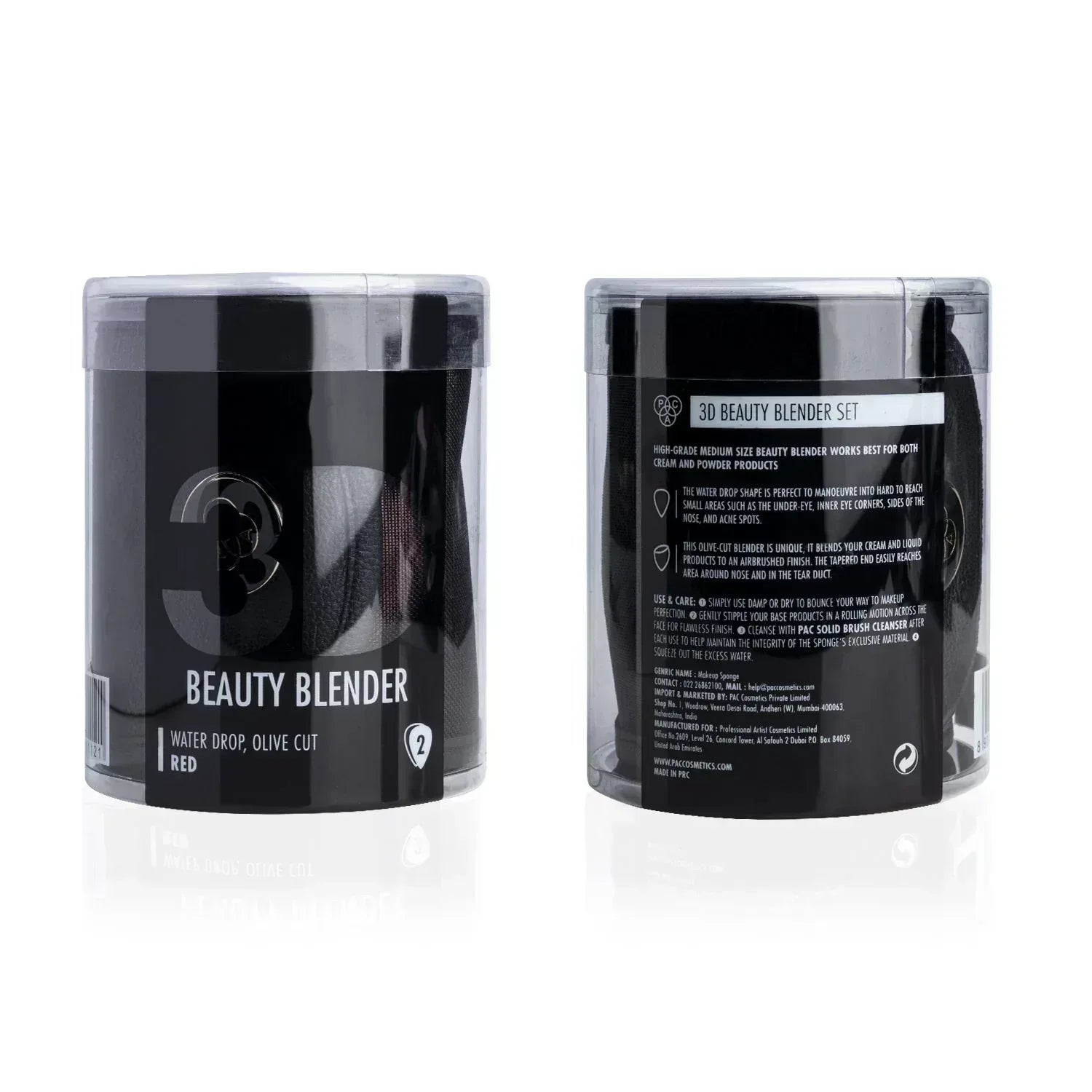 PAC Cosmetics 3D Sponge Set ( Water drop, olive cut ) (2 Pcs) #Color_Red