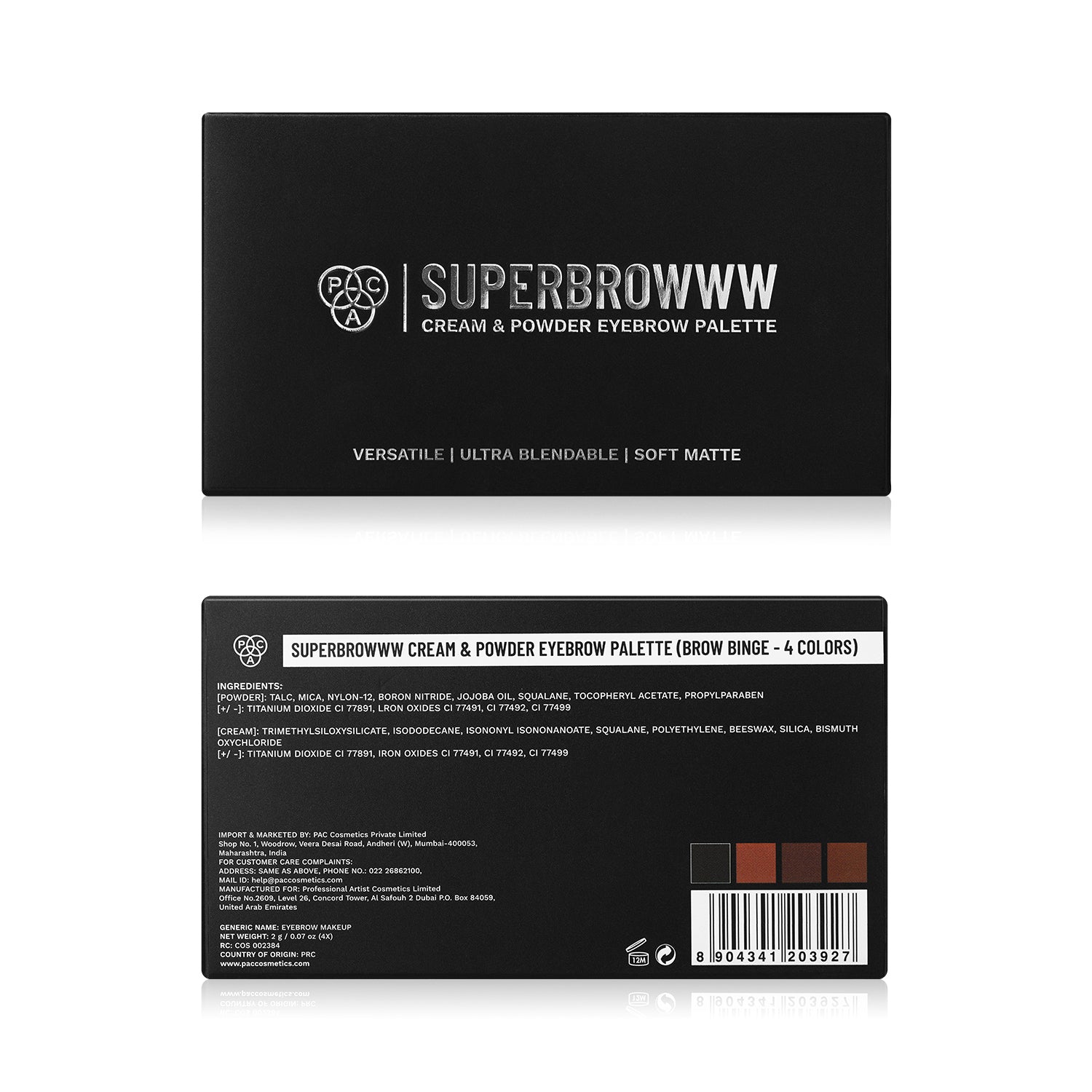 PAC Cosmetics SuperBrowww Palette X4 (2 gm) #Color_Brow Binge