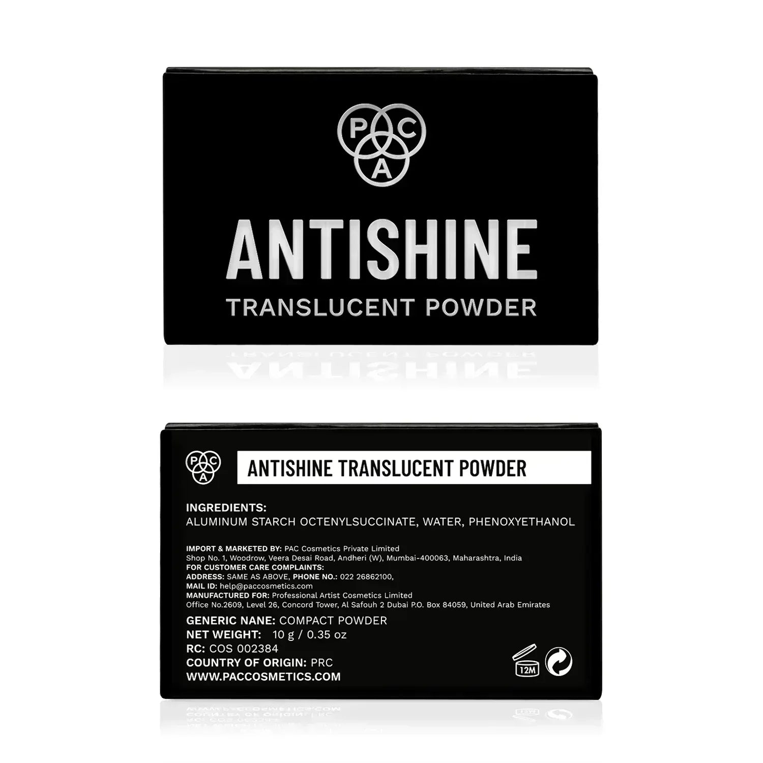 PAC Cosmetics Translucent Powder - (01 Anti-Shine) #Size_10 gm