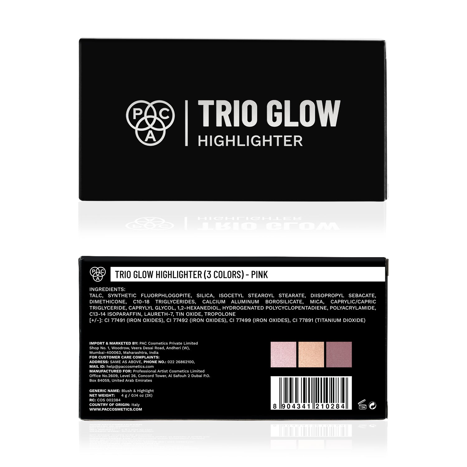 PAC Cosmetics Trio Glow Highlighter X3 (4 gm) #Color_PInk